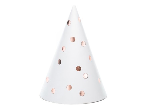 Biele čiapky s bodkami z ružového zlata, 16 cm