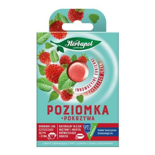 HERBAPOL Cukríky na čistenie jazyka s príchuťou lesnej jahody a žihľavy, 8 kusov