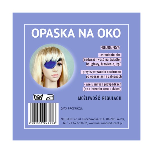 Zatemňovacia náplasť na oči, izolačná po operácii, bavlna, 1 ks, námornícka modrá