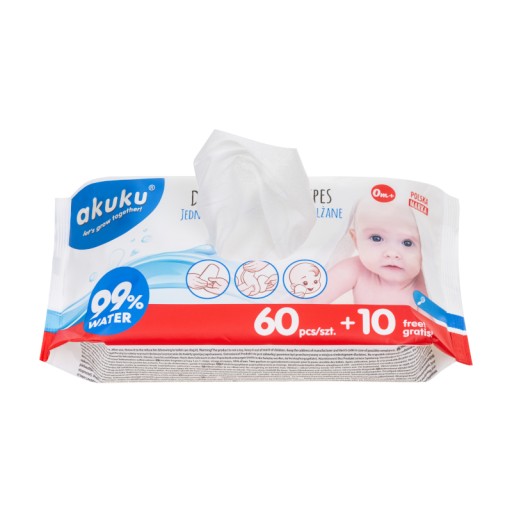 AKUKU Vlhčené obrúsky 99% Voda 70ks A0031 0M+
