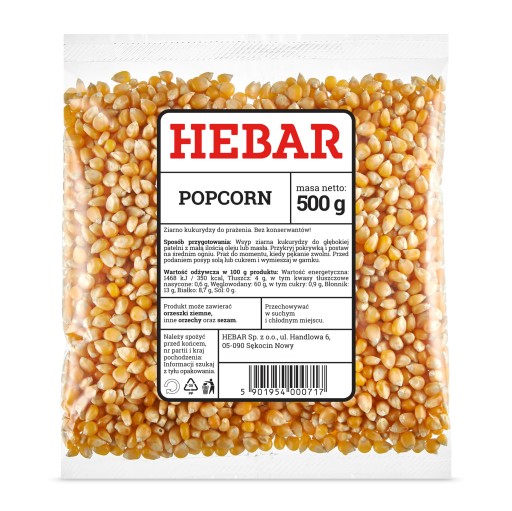POPCORN 500 G KUKURICIA NA POPING BEZ HEBAROVEJ SOLI