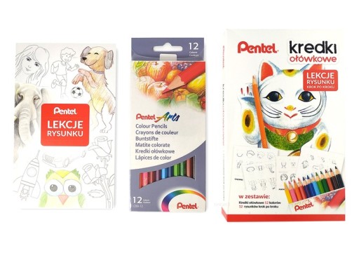 SADA FARBY CERUŽKY 12 FARIEB A ZÁPISNÍK S 12 LEKCIAMI KRESBY PENTEL