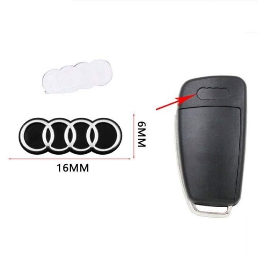 Emblém Audi, nálepka s logom na kľúči s diaľkovým ovládaním, 16 mm