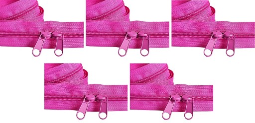 Špirálový zips 5 mm zips ružový FUCHSIA 5 metrov + 10 zipsov