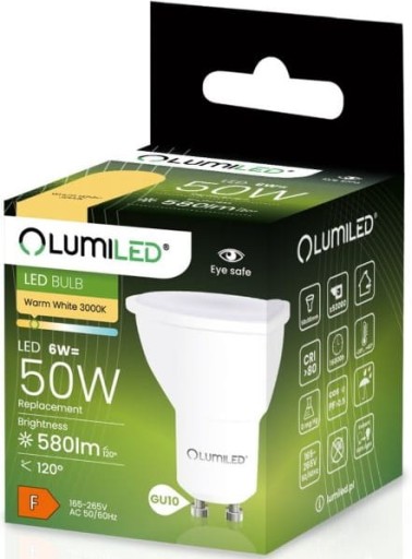 LUMILED LED ŽIAROVKA GU10 6W=50W 580lm 3000K TEPLÁ FARBA 120°