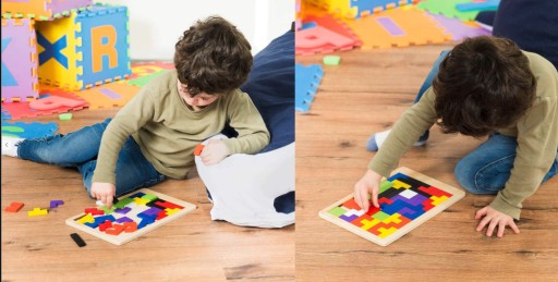 Drevené bloky TETRIS Farebné skladacie konštrukcie Úlohy Vzory 40 ks.