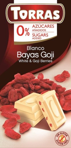 Torras Biela čokoláda s goji bez pridaného cukru 75g