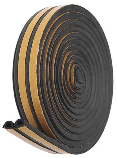 TESNENIE na okná a dvere, samolepiace 12mmx10mm D profil tesnenia 1 METER