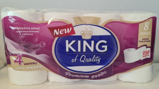 Neparfumovaný toaletný papier King 8, štvorvrstvový, jemný a pevný
