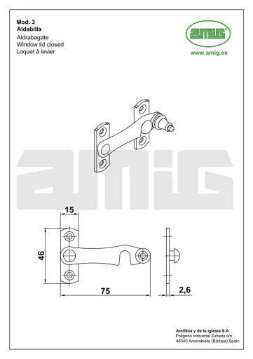Uzáver žalúzie Zámok na bránu ČIERNA 75x46mm