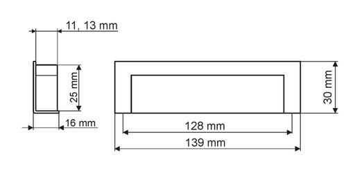 Zapustená rukoväť GAMET UN50 inox 128mm