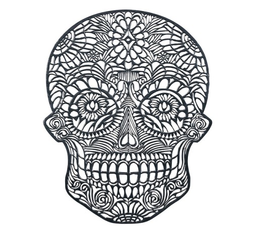 DEKORATÍVNA PODLOŽKA LEBEKY ČIERNA HALLOWEEN