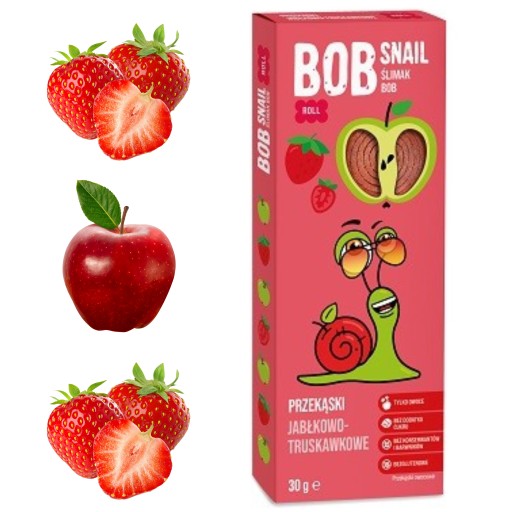 Jablkovo-jahodový snack 30g BOB SNAIL slimák