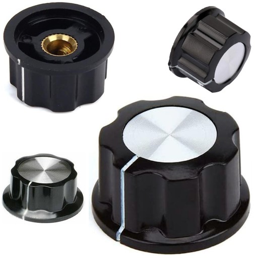 Gombík potenciometra, bakelitový gombík pre 6mm os