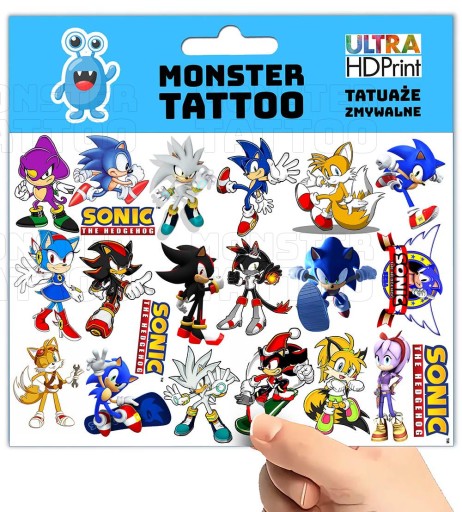 UMÝVAJÚCE DOČASNÉ TETOVANIE PRE DETI DETSKÉ SONIC ORIGINÁLNE DIZAJNY