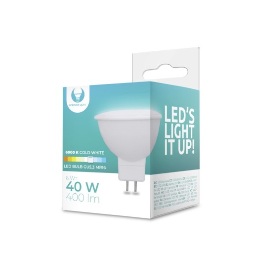 LED žiarovka GU5.3 MR16 6W 12V 6000K 400lm 120° FL