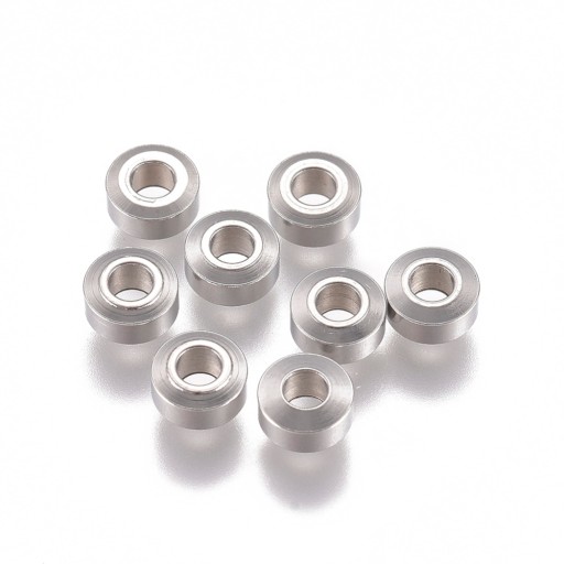 Dištančné korálky, nehrdzavejúca oceľ, ploché okrúhle, 4x2 mm, 40ks