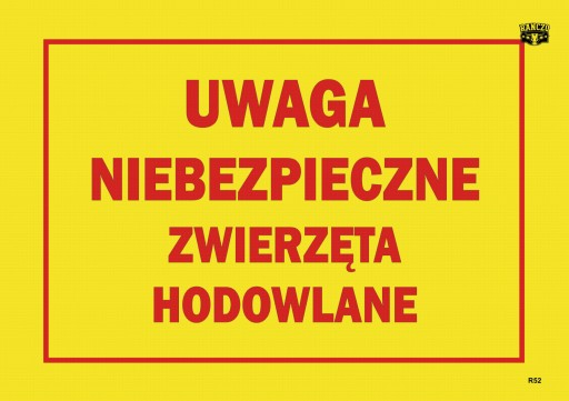 INFORMAČNÁ TABUĽA POZOR NEBEZPEČNÉ ZVIERATÁ