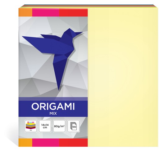 Farebný papier na ORIGAMI 14x14 cm 100 listov Intel 10 farieb