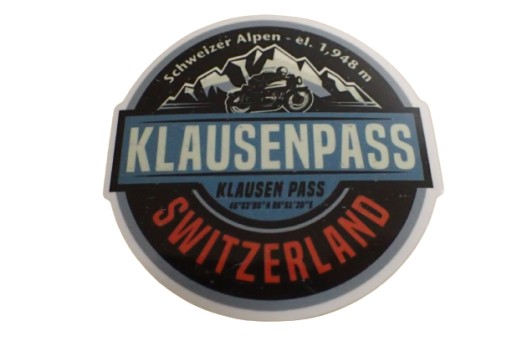 NÁLEPKA KLAUSENPASS ŠVAJČIARSKO 6,6 x 6,6 cm UNIKÁTNA KOLEKCIA