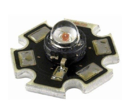 3W hviezdicová LED (doska/radiátor) Červená