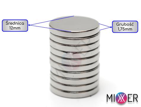 Guľatý neodýmový magnet 12 x 2 mm Silný, 5 ks