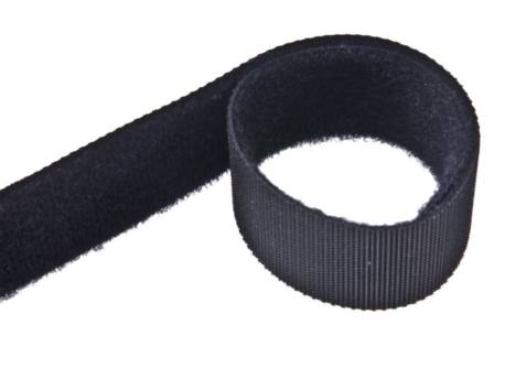 Páska na suchý zips 30mm, obojstranná, čierna, nízky kábel