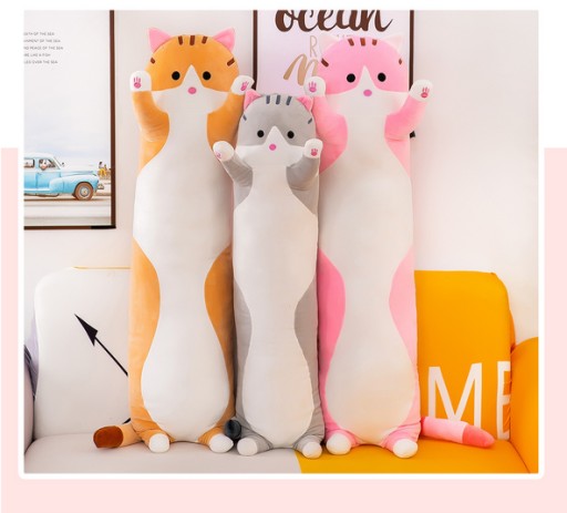 VANKÚŠEK MASKOT DLHÝ MASKOT PLYŠOVÁ HRAČKA 50cm BÉŽOVÁ