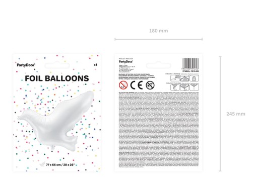 Fóliový balón - Biela holubica 77x66cm KRSTNÉ PRIJÍMANIE