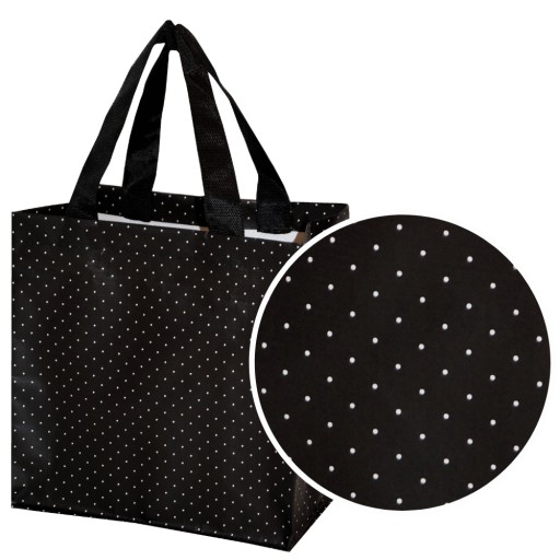 NÁKUPNÁ TAŠKA látka STRONG MESH mini ČIERNA Bodky 26x15x27cm 10L