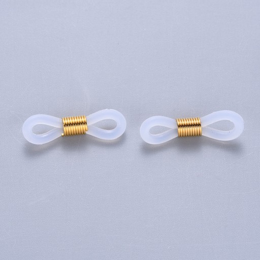 Držiaky na okuliare, Gumové pánty, Oceľové kovanie, Zlaté, 20x5mm, 10ks