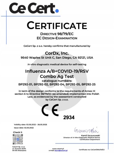 DOMÁCI TEST COMBO COVID-19 chrípka A+B RSV CordX