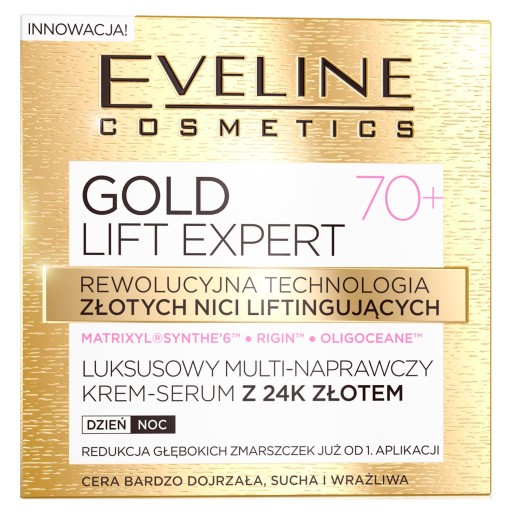 Eveline Kozmetický krém-sérum s 24k zlatom 70+ 50 ml