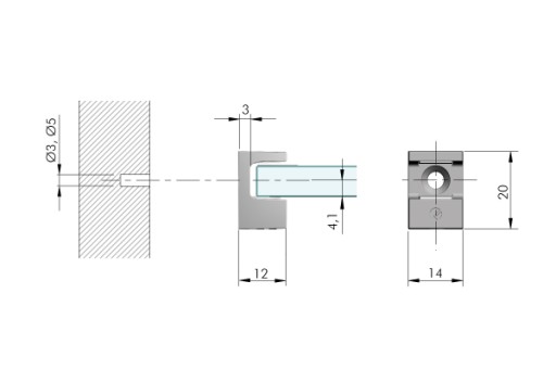 Skrutkovaná sklenená podpera pre sklenenú policu 8 mm KRISTAL chróm