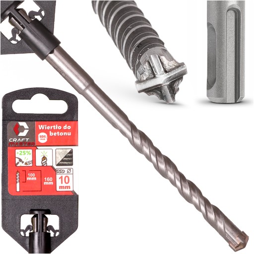 NÁSTENOVÝ VRTÁK 10 x 160 mm SDS-PLUS krížový vrták do BETÓNU pre Sds vrták