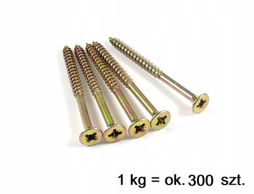 Skrutky do dreva kalené 4,5x50 mm 1kg POZINKOVANÉ, zlatožlté