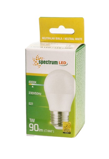 LED žiarovka BALL E27 230V 1W 90lm 4000K neutrálna WOJ+14449 Spektrum