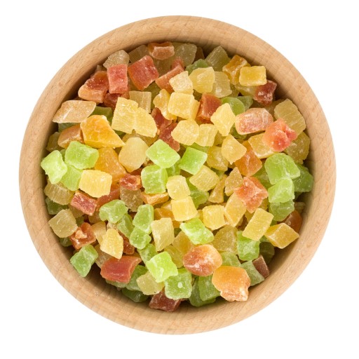 KANDIDOVANÉ OVOCIE MIX 500g Ananás Melón Papája