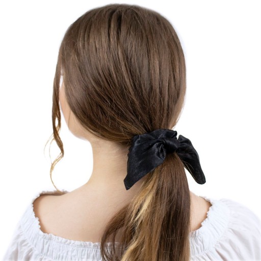 RUB NA VLASY, čierna ŠÁLKA, scrunchie, FROTÉ
