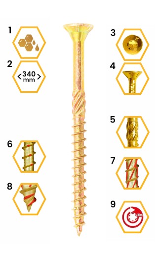 TESÁRSKE SKRUTKY NA DREVO 3,5x30 TAPERED TORX 500 ks KMWHT-35030 KLIMAS