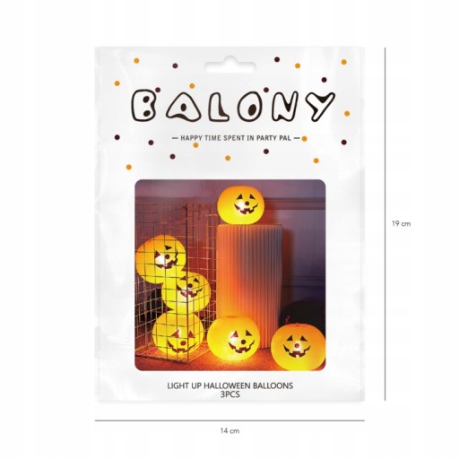 Balónové svietiace tekvicové LED balóny na Halloween, 3 ks.