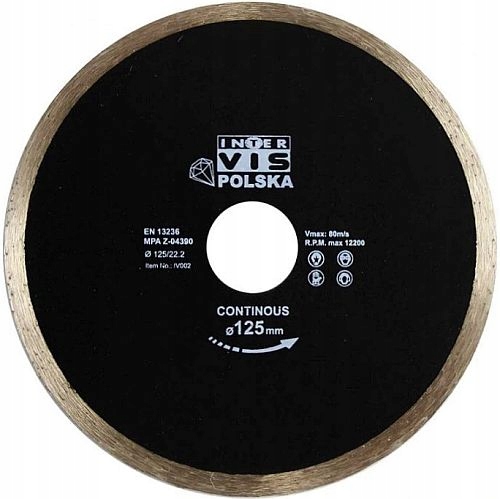 INTER-VIS DIAMANTOVÝ DISK HLADKÝ 125MM