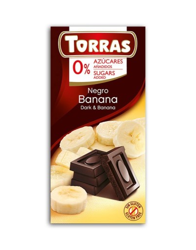 HORKÁ ČOKOLÁDA BEZ CUKRU S BANÁNMI 75G TORRAS