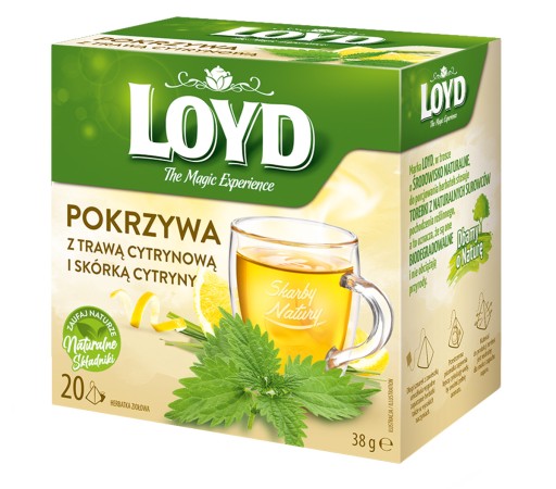 Bylinkový čaj so žihľavou, citrónová tráva, citrónová kôra, prírodné čajové vrecúška