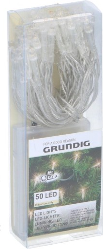 GRUNDIG GIRLANDA LED LAMPY 5M 50 LED DEKORATÍVNE SVETLÁ NA BATÉRIU 3XAA