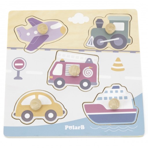 Drevené puzzle vozidlá VIGA PolarB s kolíkmi