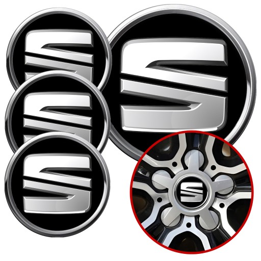 4 Emblémy Krytky ráfikov Kryty kolies Kolieska SEAT SET TOP 53 mm
