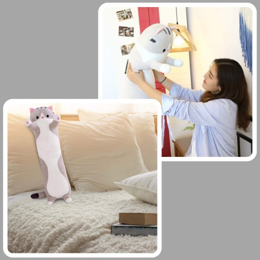 MASKOT PLYŠOVÝ VANKÚŠ HRAČKA HRAČKA HRAČKA HRAČKA DLHÁ MAČKA ŠEDÁ 50cm