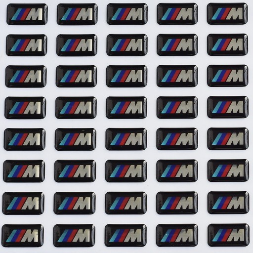 1x chrómová nálepka BMW M-Power 3D logo na ráfikoch, volant, kokpit 18x10 mm
