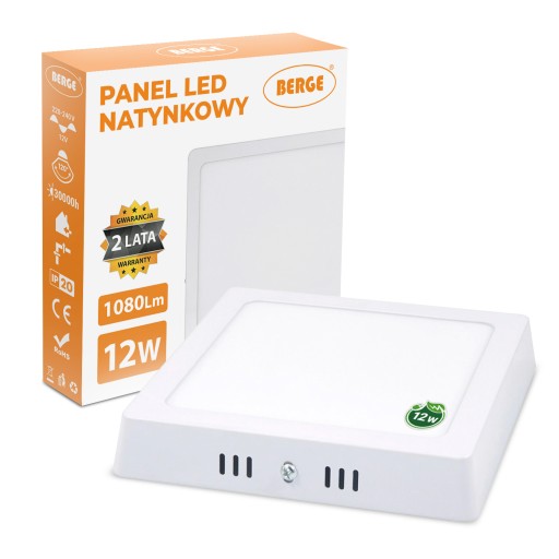 LED štvorcový stropný panel, povrchová montáž, 12W CCD